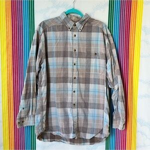 VINTAGE corduroy plaid flannel grey blue cotton extra large